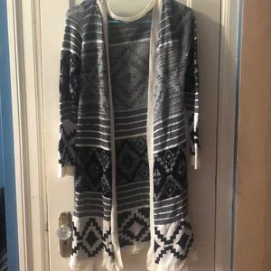 Long patterned cardigan